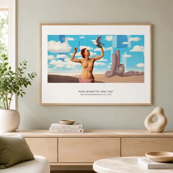 Magritte Enchanted Domain Print, Bird and Egg Surreal Art