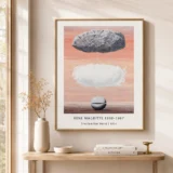 Magritte Familiar World Print, Floating Stone Sea Wall Art Print