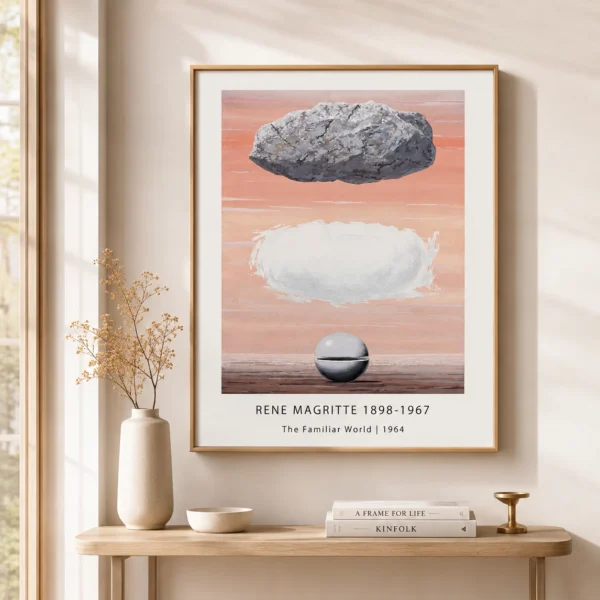 Magritte Familiar World Print, Floating Stone Sea Wall Art Print