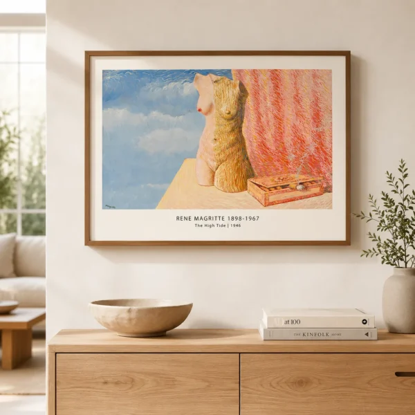 High Tide surrealist Print, Magritte Torso Figure Wall Art Print