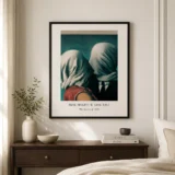 Magritte Lovers Print, Surreal Wrapped Couple Wall Art Print