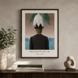 Magritte Okapi Print, White Flower Bowler Hat Wall Art Print