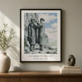 Magritte Personal Diary Poster, Stone Bowler Hat Wall Art Print