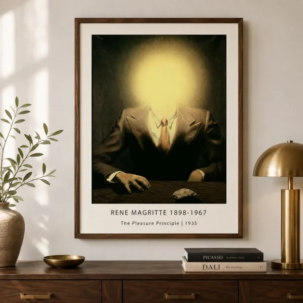 Magritte Pleasure Principle Print, Light Head Portrait Art
