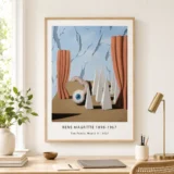 Magritte Poetic World Print, Eye and Curtain Surreal Art