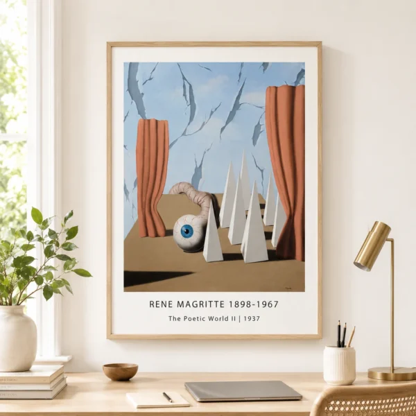 Magritte Poetic World Print, Eye and Curtain Surreal Art
