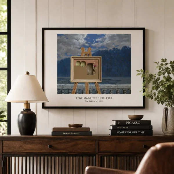 Magritte Sabbath Print, Inverted Still Life Surreal Art