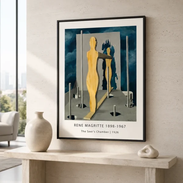 Magritte Seer's Chamber Print, Surreal Figure Wall Art Print