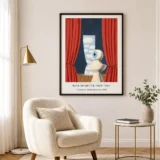 Magritte Shakespeare Poster, Red Curtain Surreal Wall Art Print