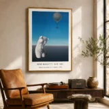 Magritte Surrealist Poster, When the Time Will Sound Blue Art
