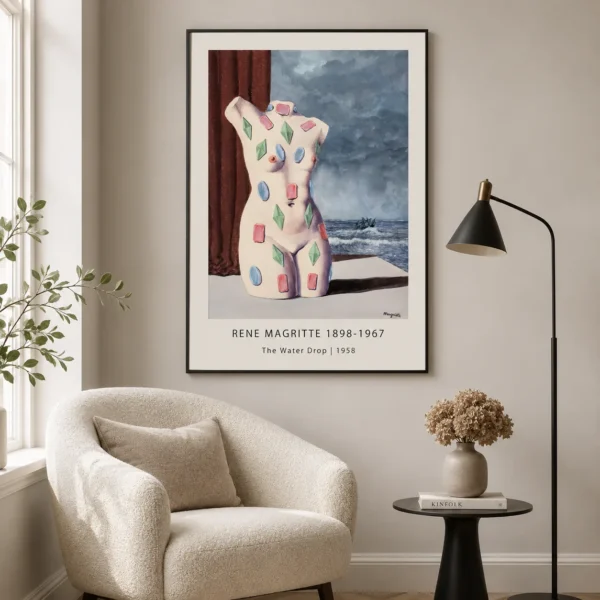 Magritte Torso Print, The Water Drop Surreal Wall Art Print