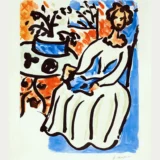 Marie-José in a Yellow Dress (1950) by Henri Matisse Art Print