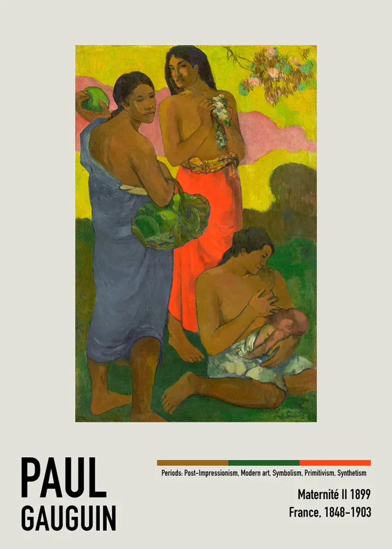 Paul Gauguin Maternite Ii — serene Post-Impressionist painting by Paul Gauguin featuring three