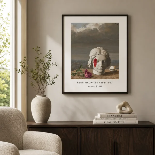 Memory 1948 Poster, Magritte Rose and Bell Wall Art Print