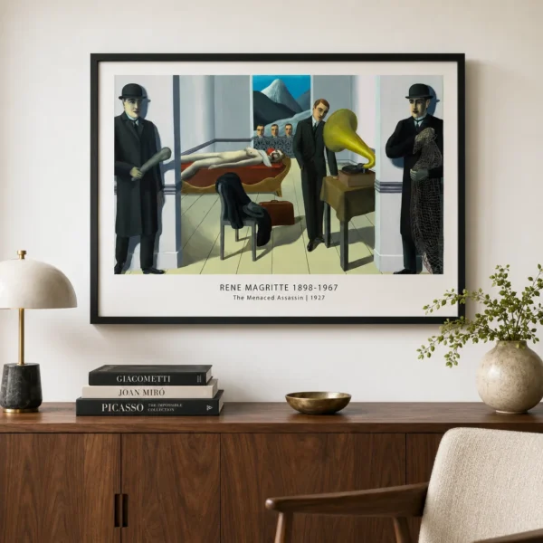 Menaced Assassin Print, Rene Magritte Crime Scene Art