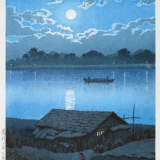 Moon on the Arakawa River Akabane Hasui Kawase Art Print