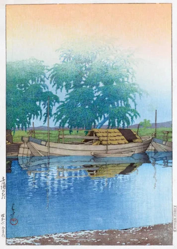 Morning at Tsuchiura, 1931 Hasui Kawase Japanese Art Print