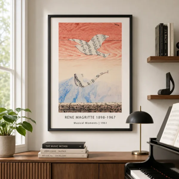Musical Moments Print, Magritte Bird Pipe Surrealist Art