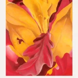 My Autumn Print, Georgia O'Keeffe Red Yellow Leaves Art