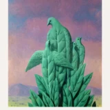 Natural Grace Print, Magritte Green Leaf-Bird Wall Art Print