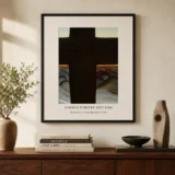 New Mexico Cross Print, O'Keeffe Desert Sunset Wall Art Print