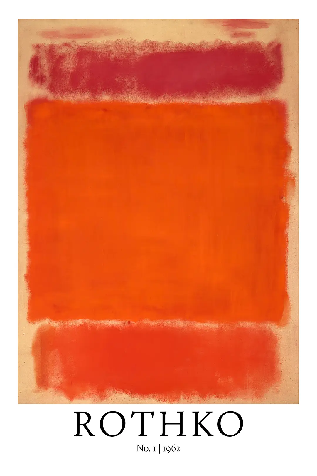 Classic Mark Rothko No 1 1962 - Abstract Expressionism Wall Art Print Mark Rothko No 1 1962 Abstract Print Showing Orange And Red Rectangular Blocks With Soft Edges On A Light Beige Background.