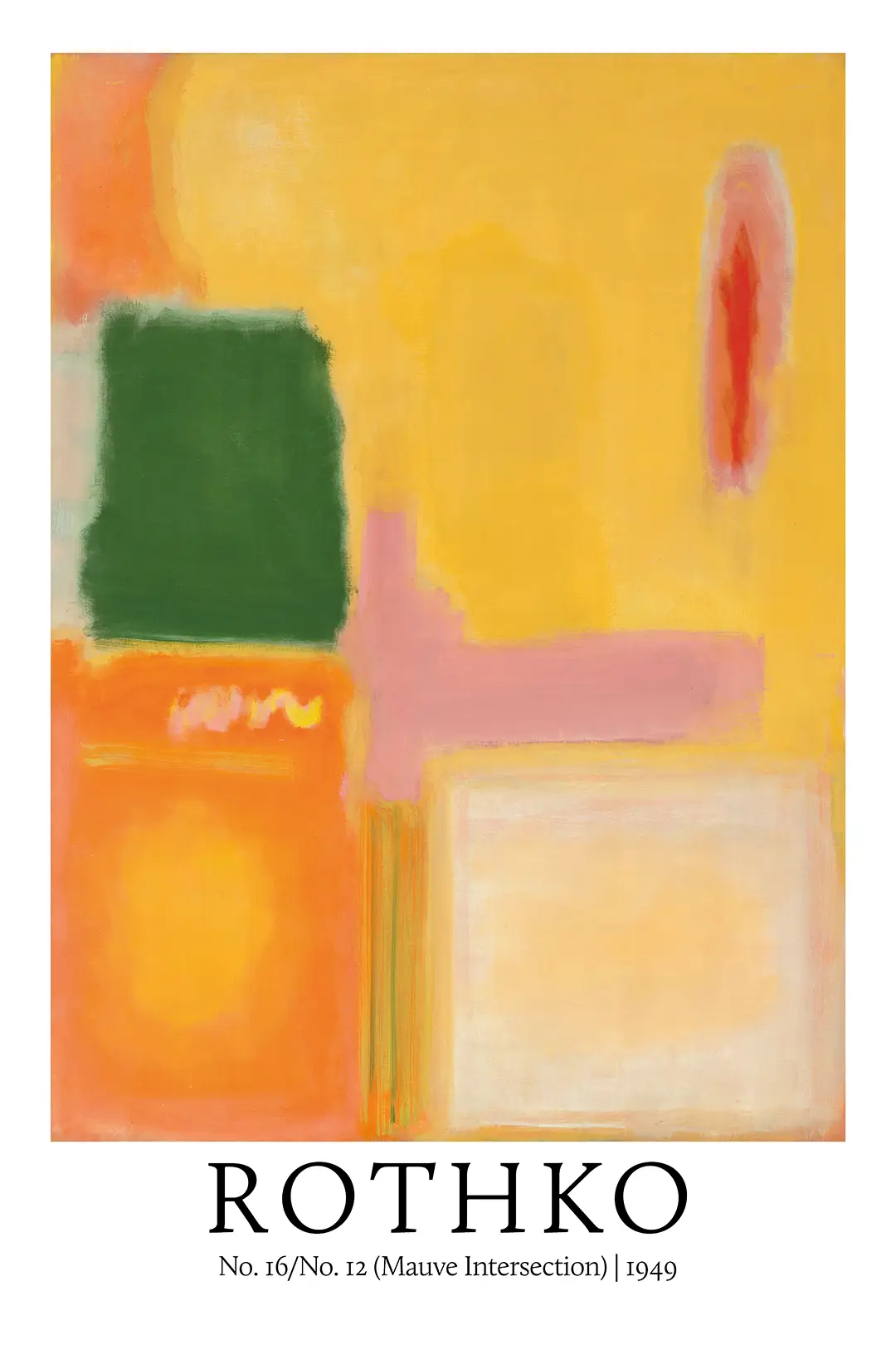 Authentic Rothko Mauve Intersection - 1949 Abstract Color Field Art Print Rothko Mauve Intersection Abstract Print Featuring Yellow, Orange, And Pink Floating Blocks In A Color Field Style.