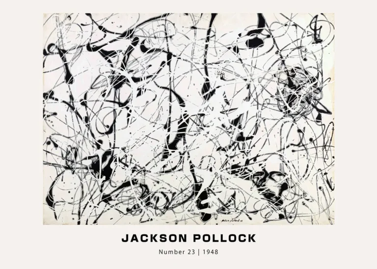 Jackson Pollock Number 23 — monochrome abstract expressionist composition featuring Jackson