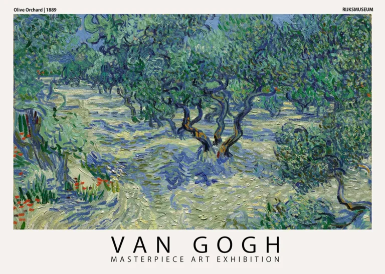 Van Gogh Olive Orchard — impressionist exhibition art print of Van Gogh's 1889 Olive Orchard