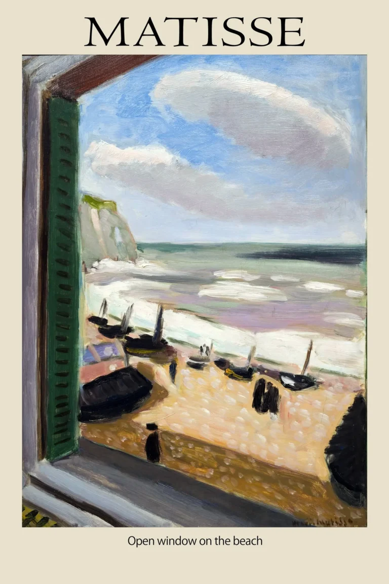 Matisse Open Window Beach — vibrant Matisse art print featuring an open window view of a sandy