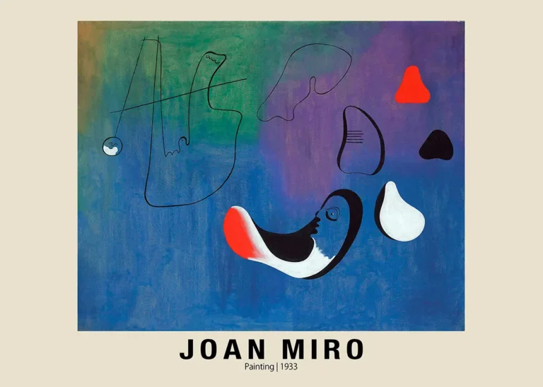 Painting Surrealist Joan Miro — dreamlike 1933 Joan Miró composition featuring biomorphic red and black