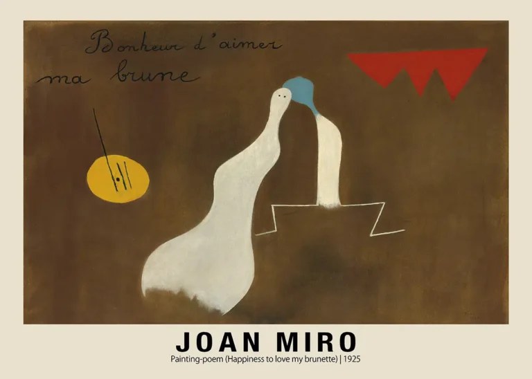 Joan Miro Painting-poem 1925 — joan Miro's 1925 surrealist masterpiece features cursive French text