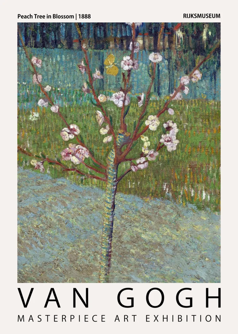 Van Gogh Peach Tree — exhibition-style print of Vincent van Gogh's 1888 Peach Tree in
