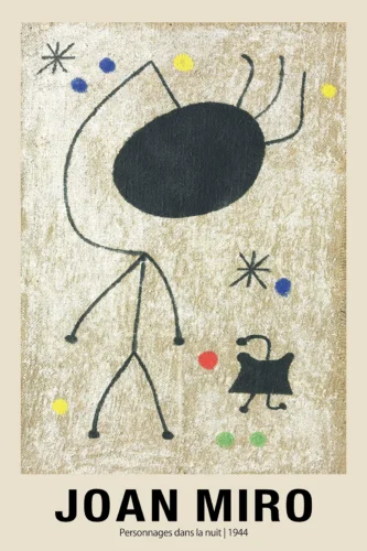 Joan Miro Personnages dans la nuit 1944 Surrealist Art Print