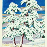Snow-Covered Pine Trees, Kawase Hasui Japanese Art Print