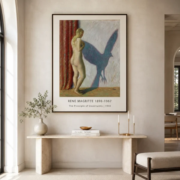 Principle of Uncertainty Print, Magritte Bird Shadow Art