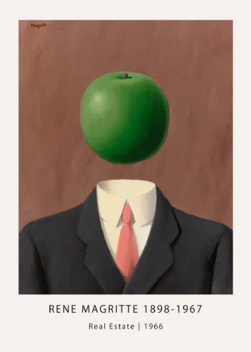 Magritte Real Estate Print, Apple Suit Surrealist Wall Art Print