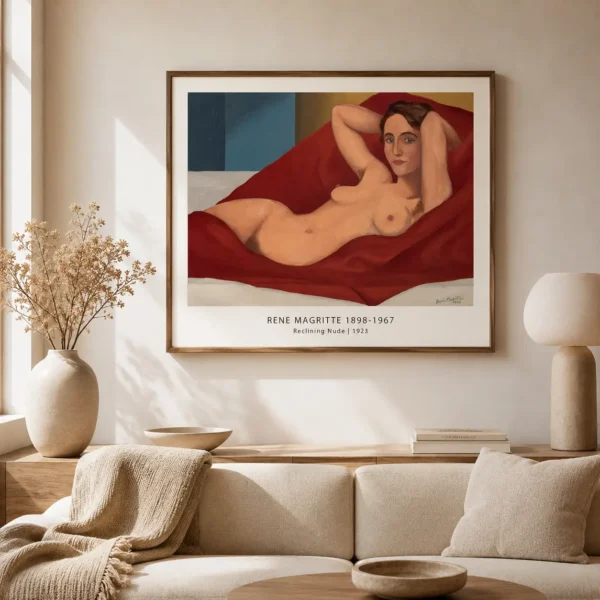 Reclining Nude Print, Early Magritte Modernist Wall Art Print