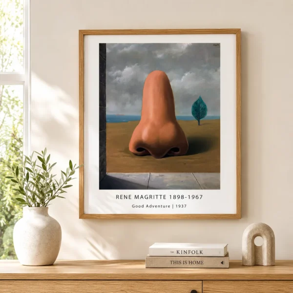 René Magritte Good Adventure Print, Nose Tree Seascape