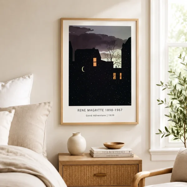 René Magritte Good Adventure Print, Star Building Wall Art Print