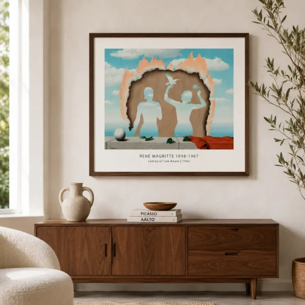 Ladies Isle Adam Print, Magritte Fire and Cloud Art