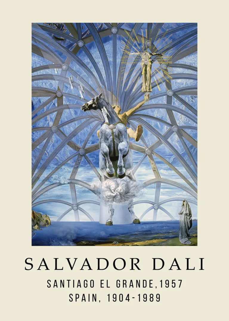Santiago El Grande Salvador — surrealist masterpiece featuring a majestic white horse rising toward a