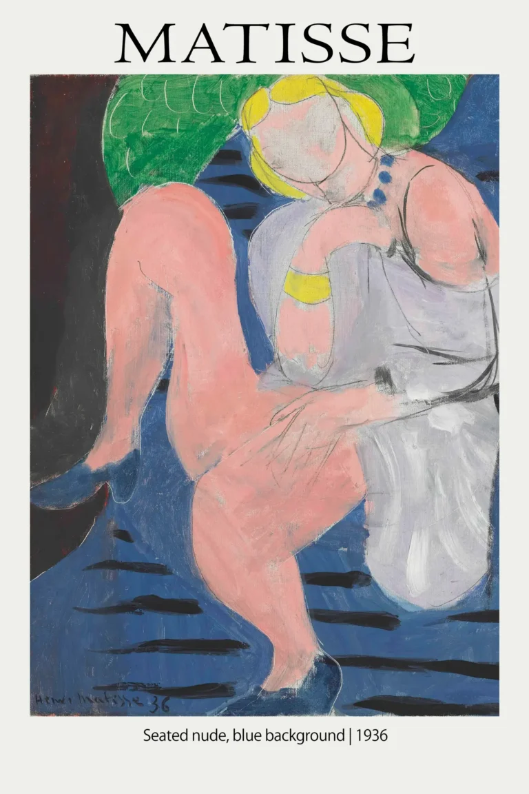 Matisse Seated Nude Background — 1936 Fauvist composition by Henri Matisse featuring a seated figure