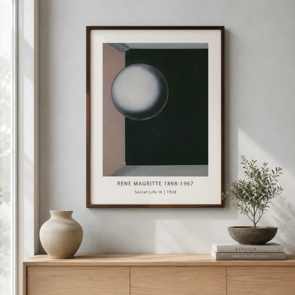 Secret Life IV Print, Magritte Floating Sphere Wall Art Print