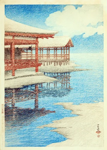 Miyajima Winter Sky Itsukushima Shrine Japanese Art Print