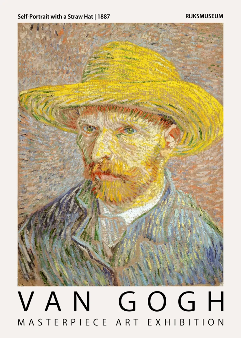 Van Gogh Self-portrait Straw — vibrant exhibition-style print of Vincent van Gogh's 1887 self-portrait