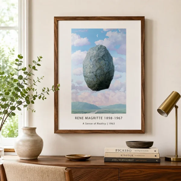 Sense of Reality Print, Floating Boulder Surreal Wall Art Print