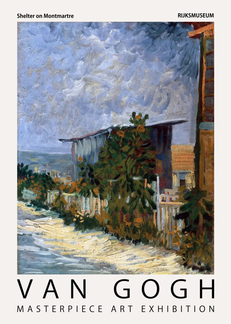 Van Gogh Shelter Montmartre — this Vincent van Gogh masterpiece captures a rustic shelter on the