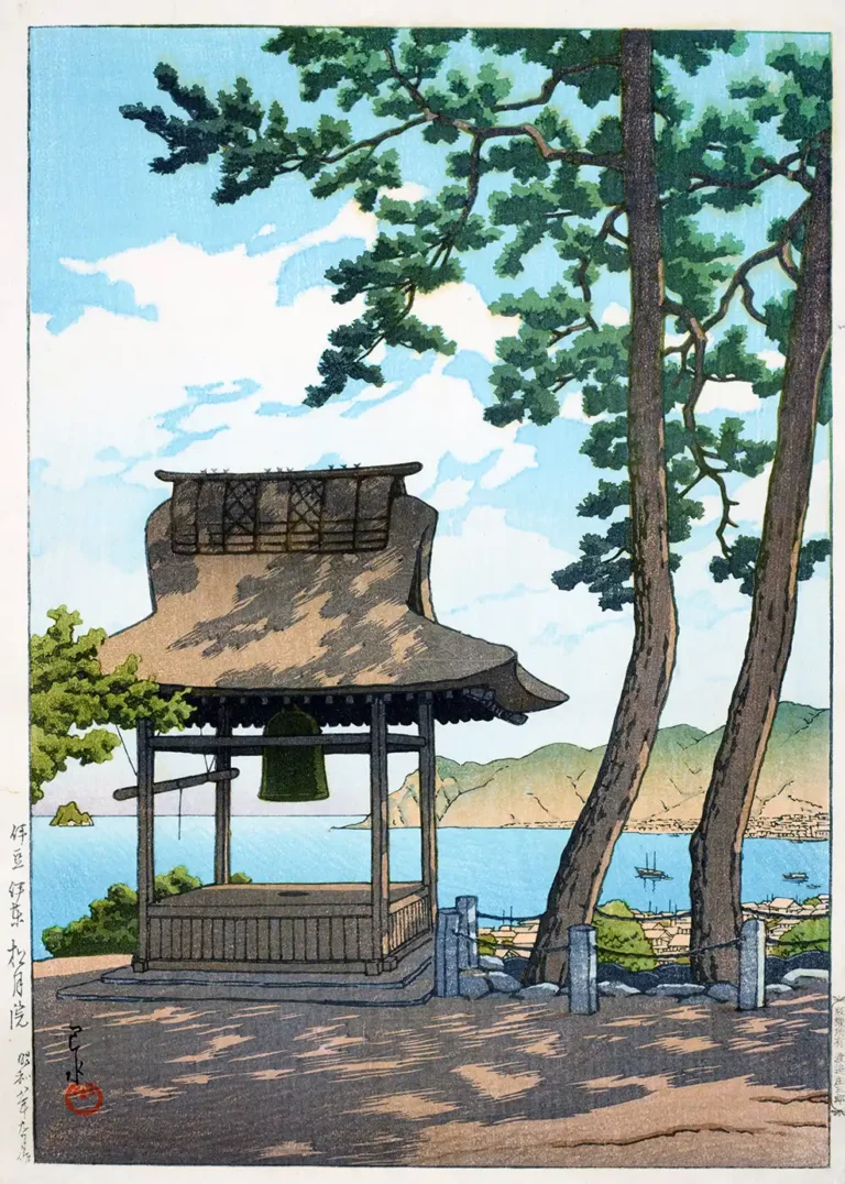 Shogetsu Shrine Ito — serene Japanese woodblock print by Kawase Hasui featuring a traditional