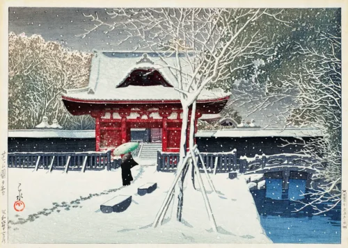 Snow at Shiba Park Tokyo, Kawase Hasui Japanese Art Print